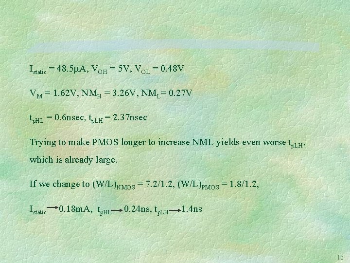 Istatic = 48. 5 A, VOH = 5 V, VOL = 0. 48 V