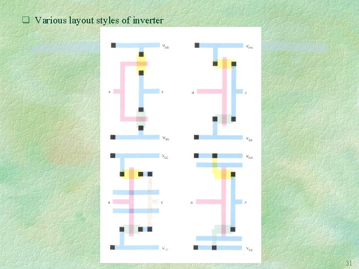 q Various layout styles of inverter 31 