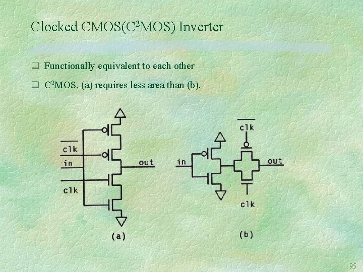 Clocked CMOS(C 2 MOS) Inverter q Functionally equivalent to each other q C 2