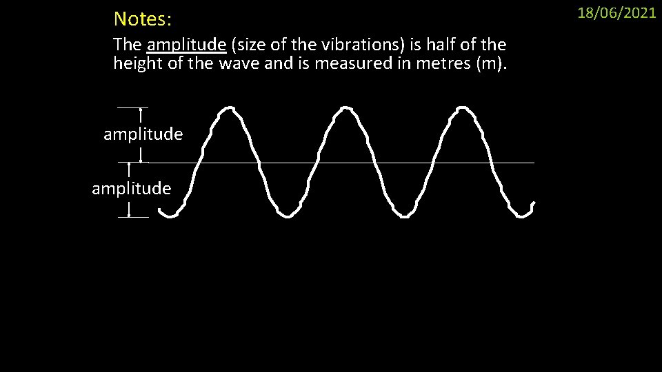 Notes: The amplitude (size of the vibrations) is half of the height of the