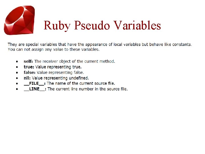 Ruby Pseudo Variables 
