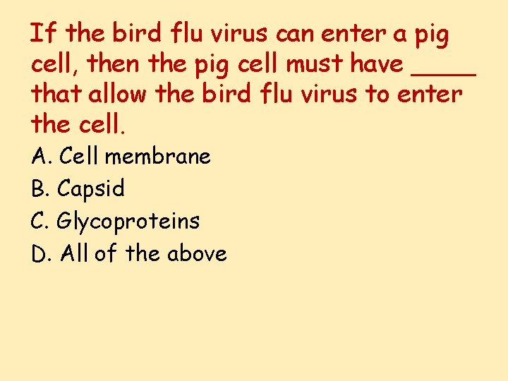 If the bird flu virus can enter a pig cell, then the pig cell