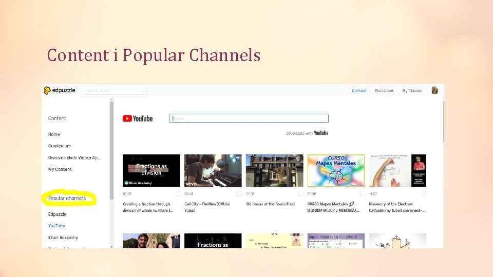 Content i Popular Channels 