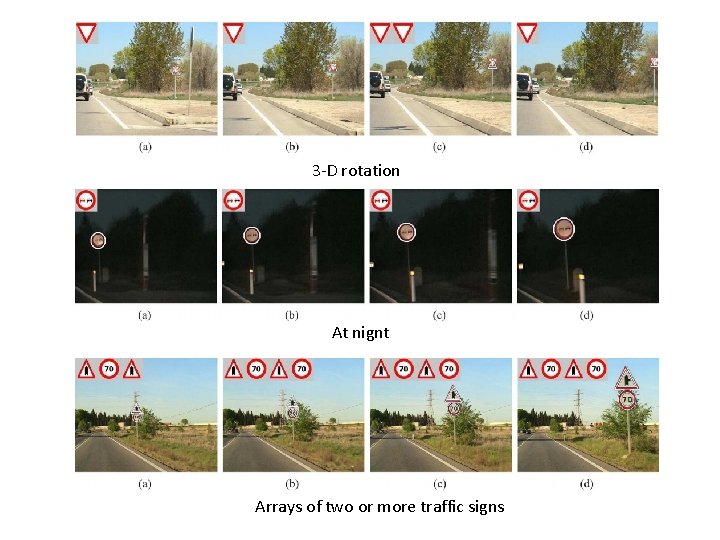 3 -D rotation At nignt Arrays of two or more traffic signs 