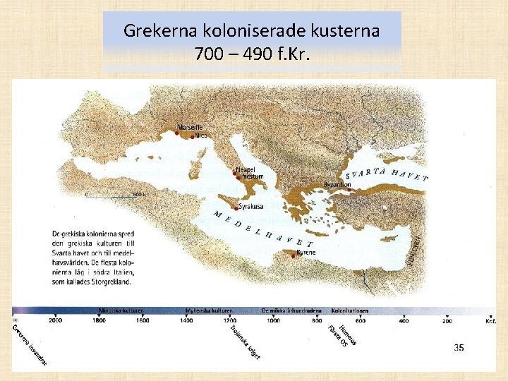 Grekerna koloniserade kusterna 700 – 490 f. Kr. 