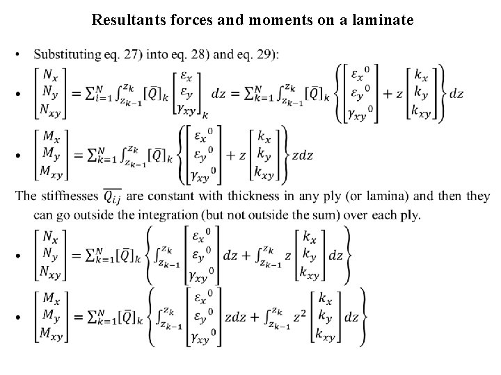 Resultants forces and moments on a laminate • 