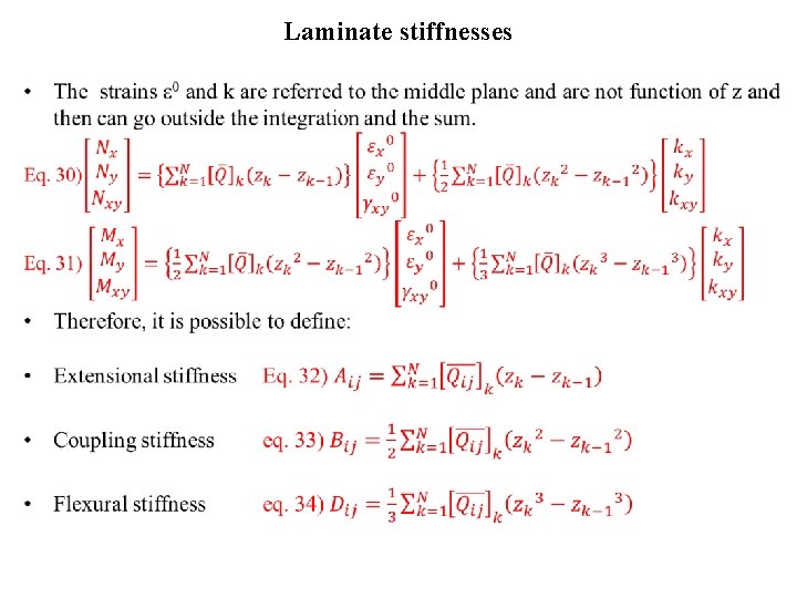 Laminate stiffnesses • 