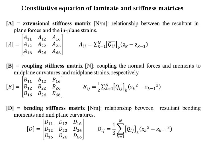 Constitutive equation of laminate and stiffness matrices • 