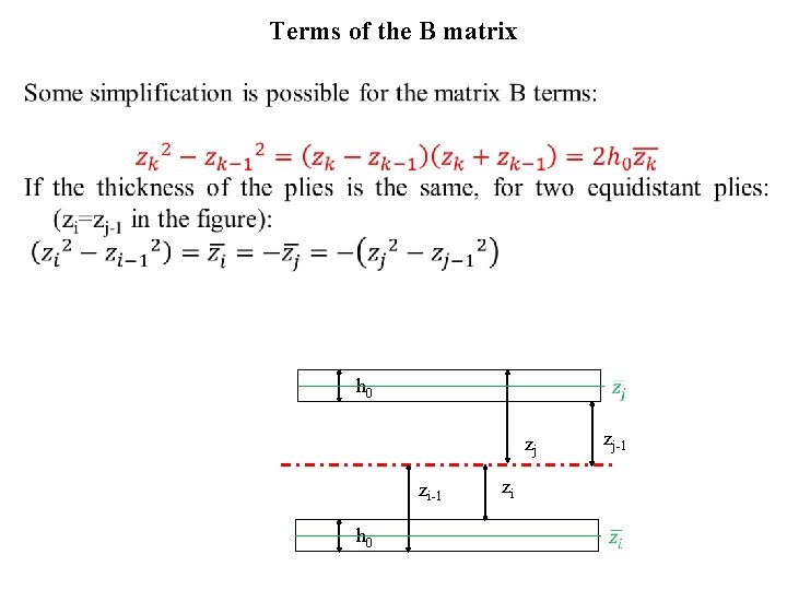 Terms of the B matrix • h 0 zj zi-1 h 0 zi zj-1