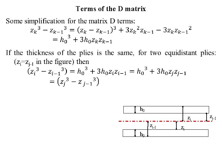 Terms of the D matrix • h 0 zj zi-1 h 0 zi zj-1