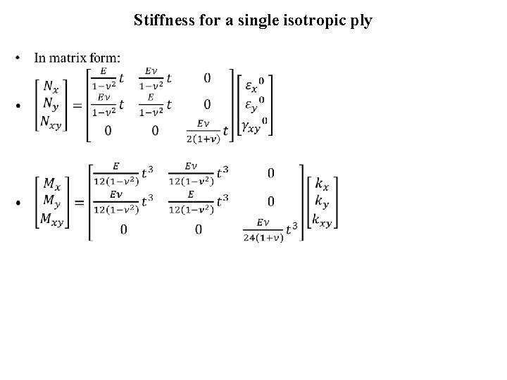 Stiffness for a single isotropic ply • 