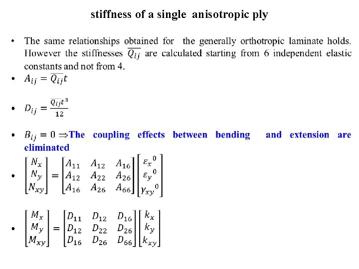 stiffness of a single anisotropic ply • 