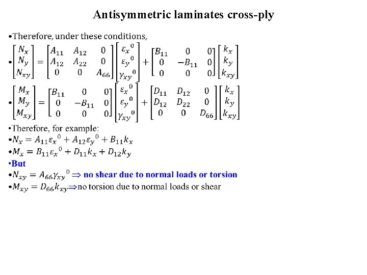 Antisymmetric laminates cross-ply 