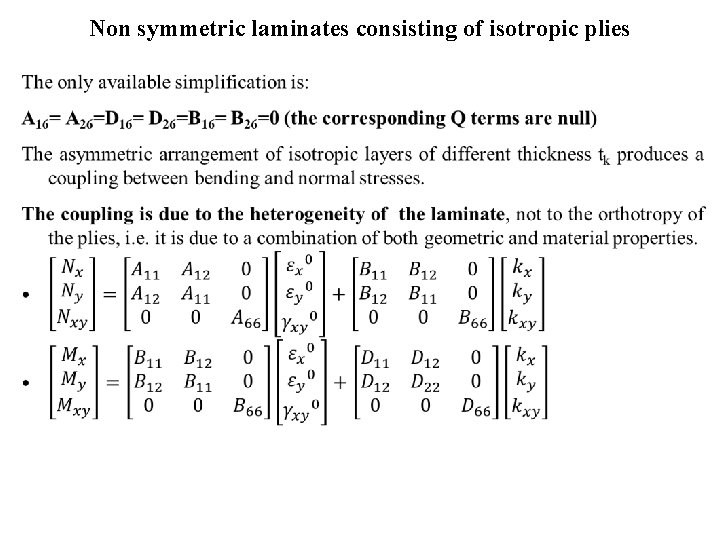 Non symmetric laminates consisting of isotropic plies • 