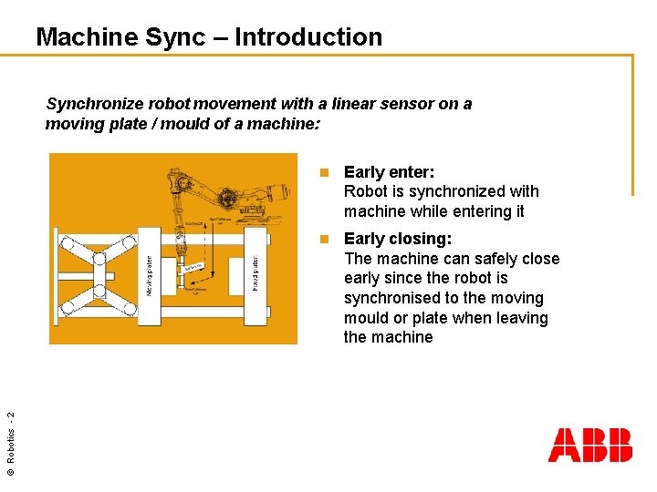 Machine Sync – Introduction © Robotics - 2 Synchronize robot movement with a linear