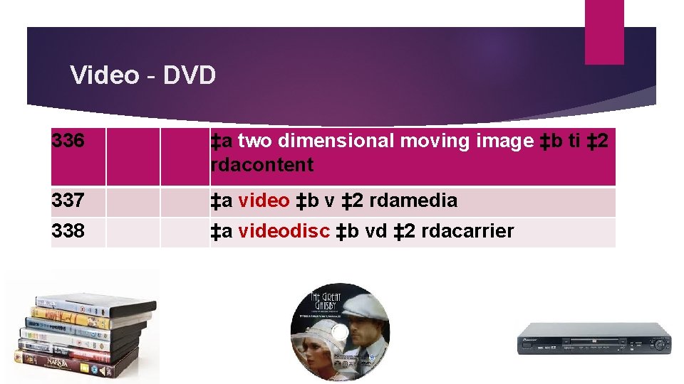 Video - DVD 336 ‡a two dimensional moving image ‡b ti ‡ 2 rdacontent