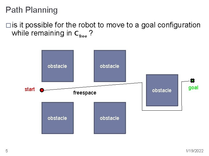 Path Planning � is it possible for the robot to move to a goal
