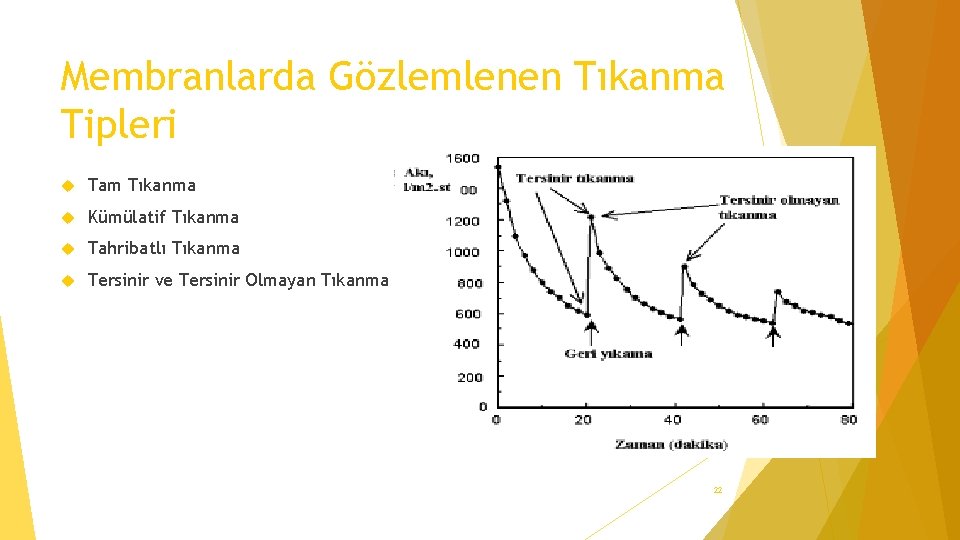 Membranlarda Gözlemlenen Tıkanma Tipleri Tam Tıkanma Kümülatif Tıkanma Tahribatlı Tıkanma Tersinir ve Tersinir Olmayan