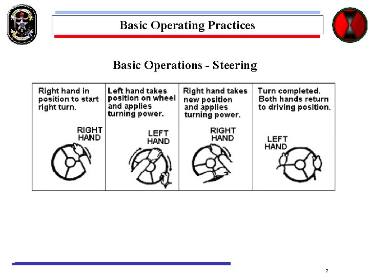 Basic Operating Practices Basic Operations - Steering 7 