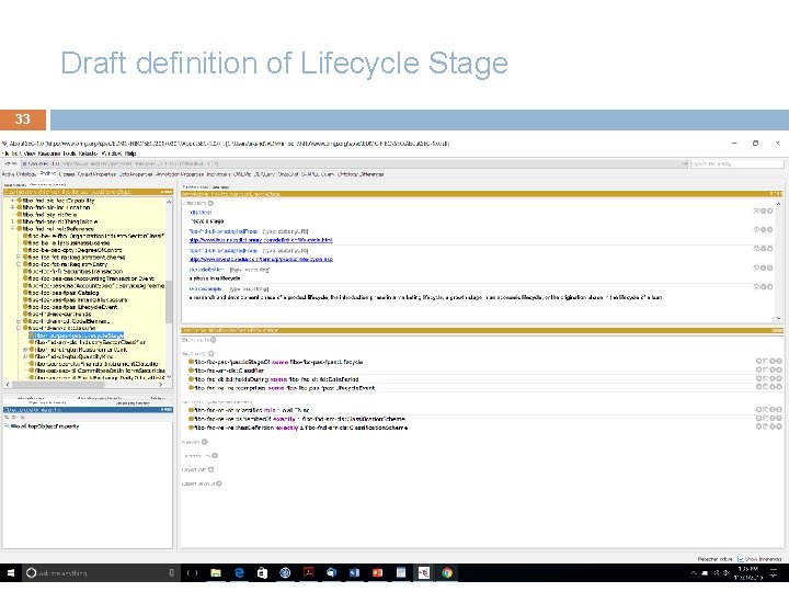 Draft definition of Lifecycle Stage 33 