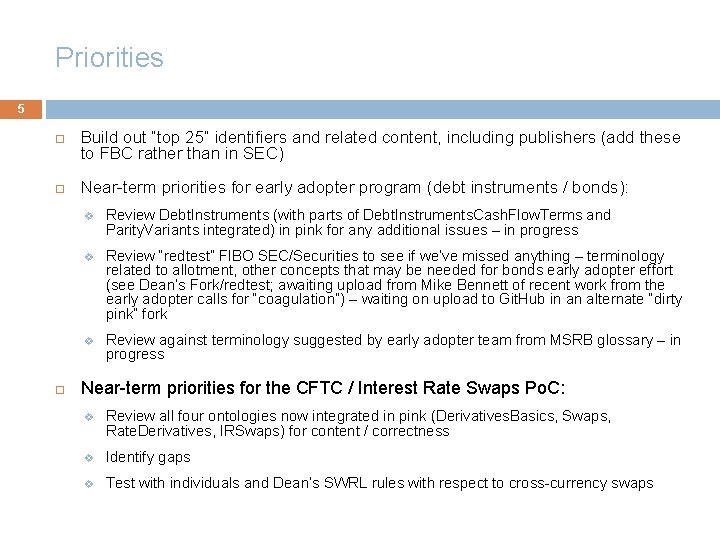 Priorities 5 Build out “top 25” identifiers and related content, including publishers (add these
