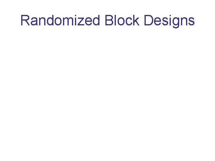Randomized Block Designs 