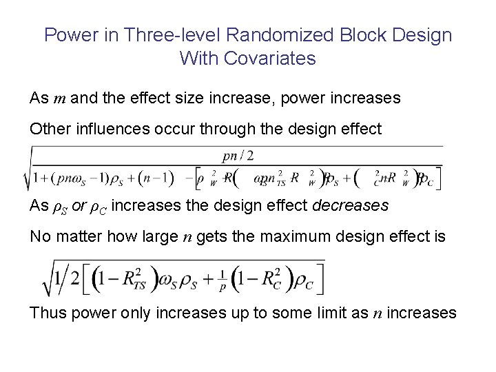 Power in Three-level Randomized Block Design With Covariates As m and the effect size