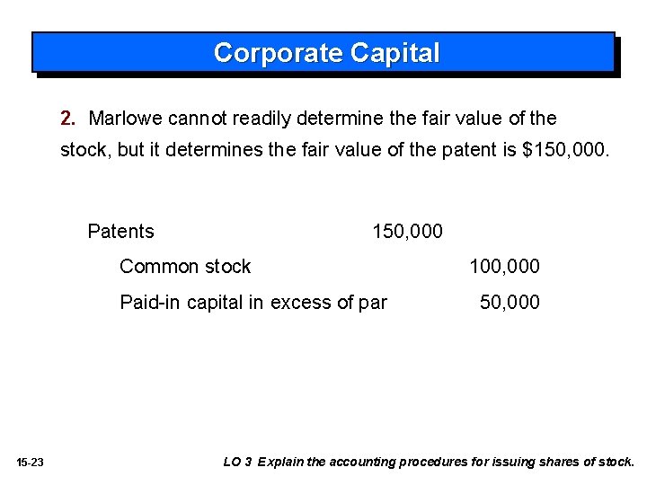 Corporate Capital 2. Marlowe cannot readily determine the fair value of the stock, but