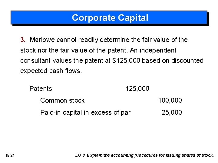 Corporate Capital 3. Marlowe cannot readily determine the fair value of the stock nor