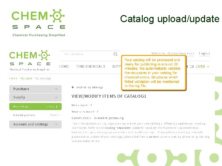 Catalog upload/update 