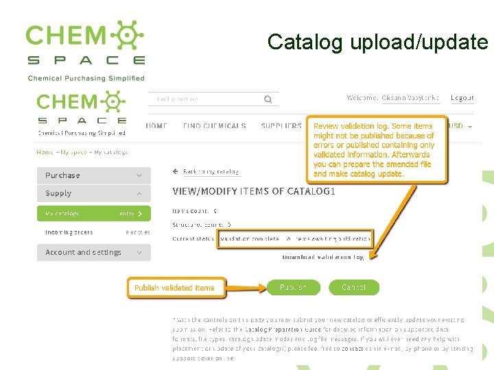 Catalog upload/update 