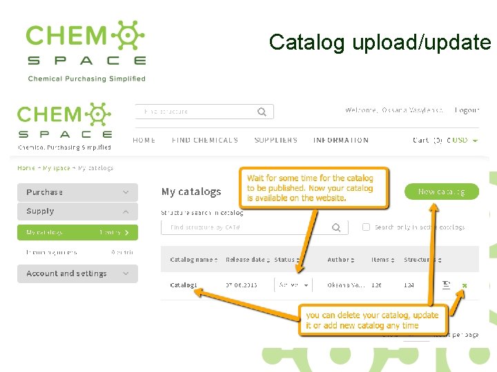 Catalog upload/update 