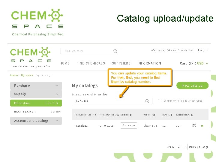 Catalog upload/update 