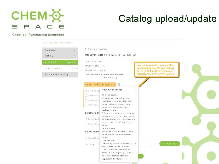 Catalog upload/update 