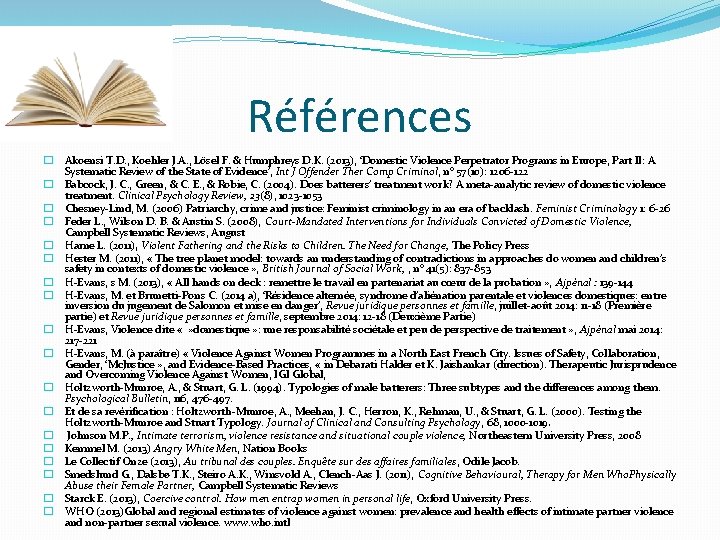 Références � Akoensi T. D. , Koehler J. A. , Lösel F. & Humphreys