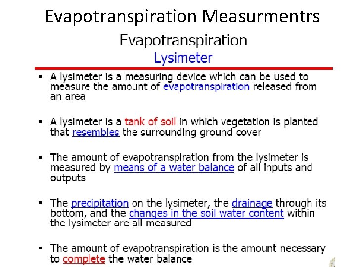 Evapotranspiration Measurmentrs 