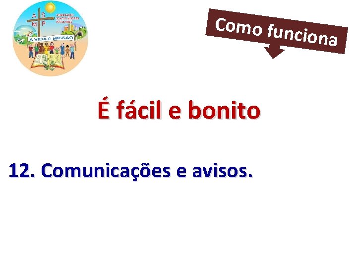 Como fun ciona É fácil e bonito 12. Comunicações e avisos. 