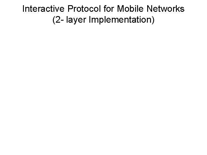 Interactive Protocol for Mobile Networks (2 - layer Implementation) 