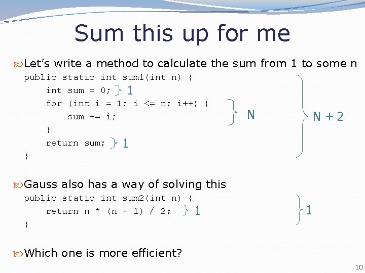 Sum this up for me Let’s write a method to calculate the sum from Sum this up for me Let’s write a method to calculate the sum from