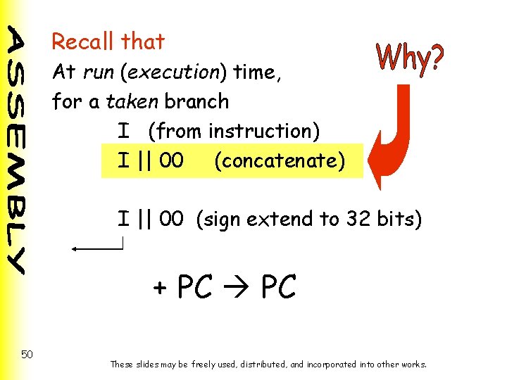 Recall that At run (execution) time, for a taken branch I (from instruction) I
