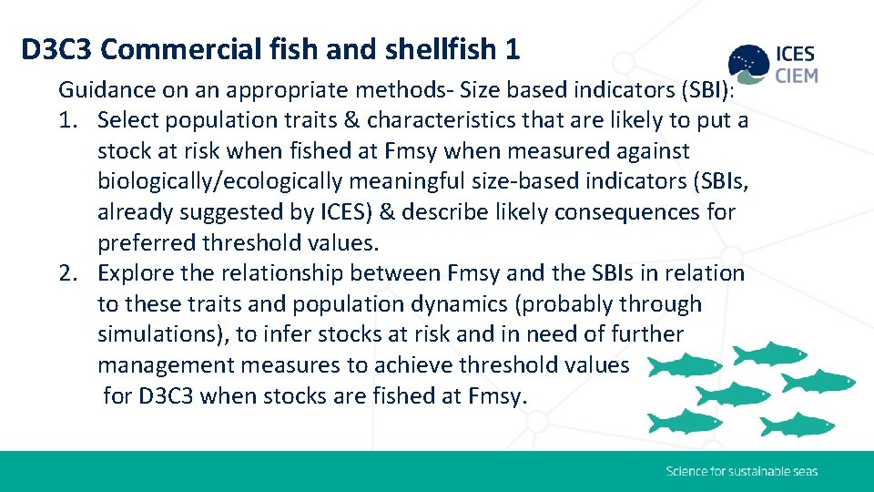 D 3 C 3 Commercial fish and shellfish 1 Guidance on an appropriate methods-