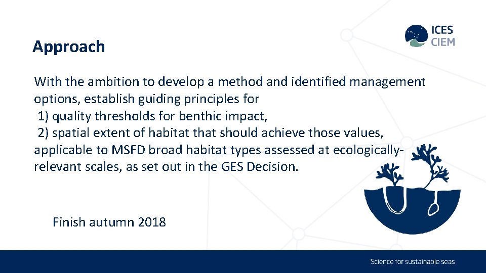 Approach With the ambition to develop a method and identified management options, establish guiding