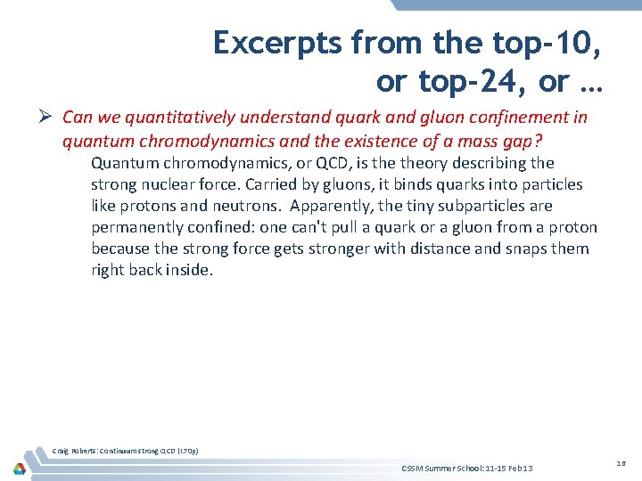 Excerpts from the top-10, or top-24, or … Ø Can we quantitatively understand quark