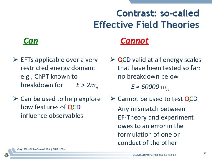 Contrast: so-called Effective Field Theories Cannot Ø EFTs applicable over a very restricted energy