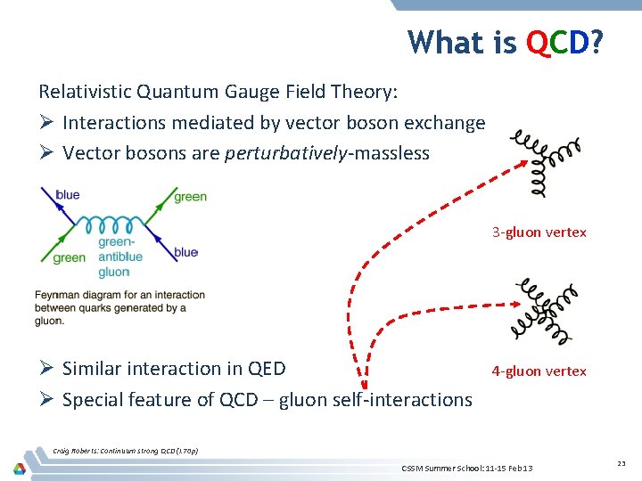 What is QCD? Relativistic Quantum Gauge Field Theory: Ø Interactions mediated by vector boson