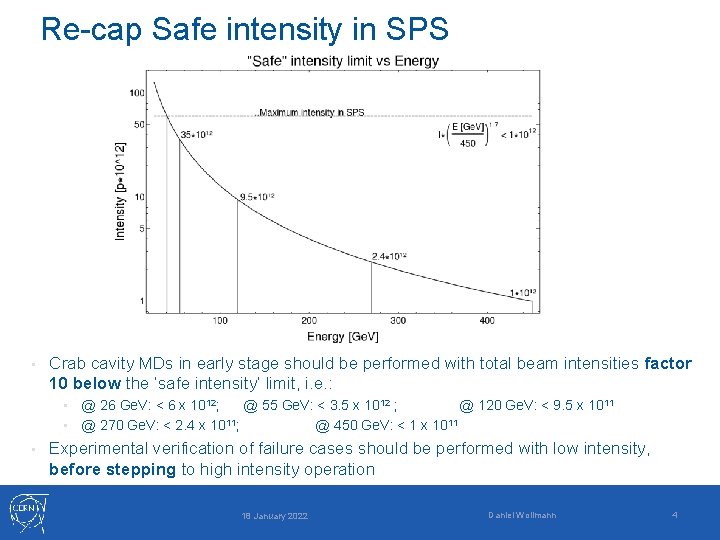 Re-cap Safe intensity in SPS • Crab cavity MDs in early stage should be