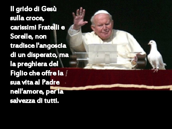 Il grido di Gesù sulla croce, carissimi Fratelli e Sorelle, non tradisce l'angoscia di