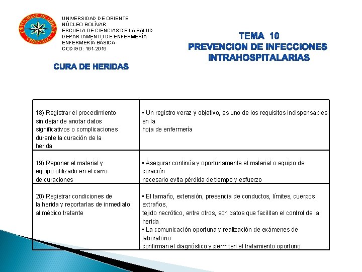 UNIVERSIDAD DE ORIENTE NÚCLEO BOLÍVAR ESCUELA DE CIENCIAS DE LA SALUD DEPARTAMENTO DE ENFERMERÍA