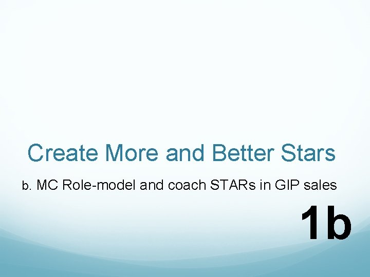 Create More and Better Stars b. MC Role-model and coach STARs in GIP sales