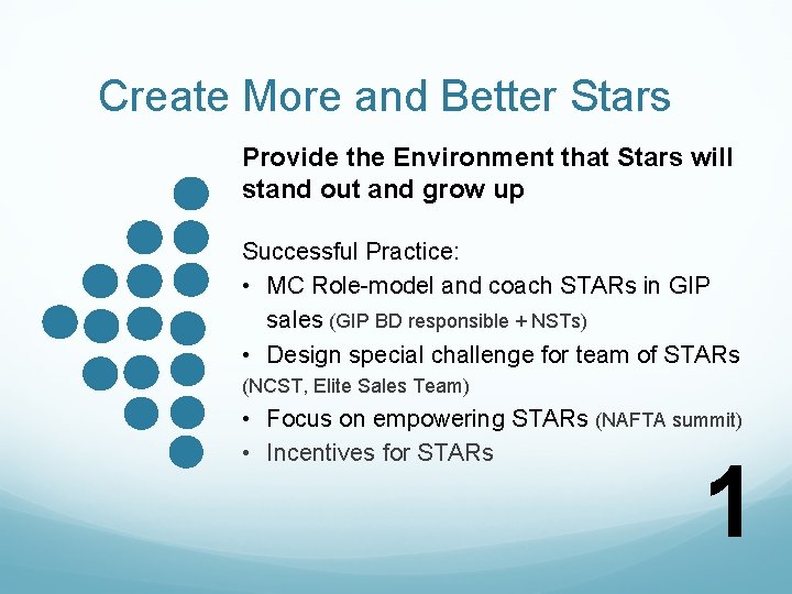 Create More and Better Stars Provide the Environment that Stars will stand out and